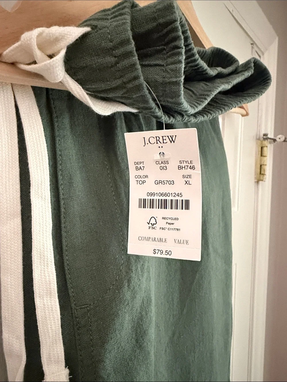 J.Crew Men’s Olive Green Linen Pant